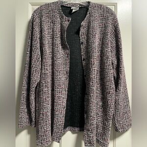 BonWorth Black and White Blazer with Textured Tweed Design